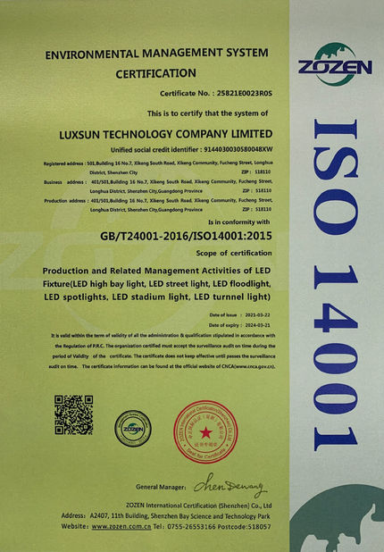 چین Luxsun lighting Co.,Ltd گواهینامه ها