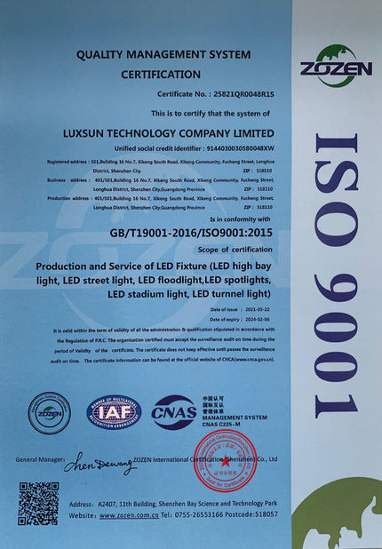 چین Luxsun lighting Co.,Ltd گواهینامه ها