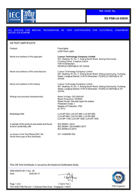 چین Luxsun lighting Co.,Ltd گواهینامه ها