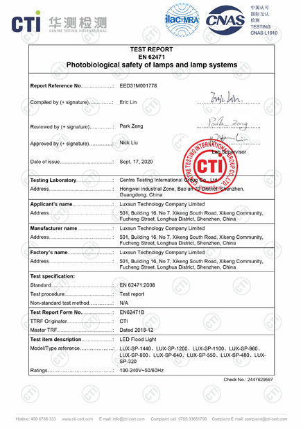 چین Luxsun lighting Co.,Ltd گواهینامه ها